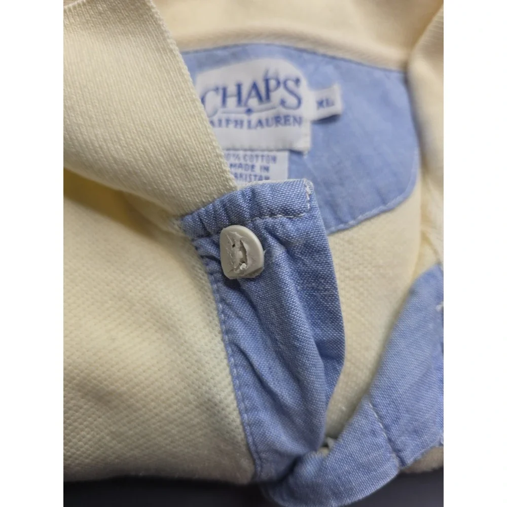 Vintage 90s Chaps Ralph Lauren Polo Shirt XL - Cream Pastel Yellow - Pique...